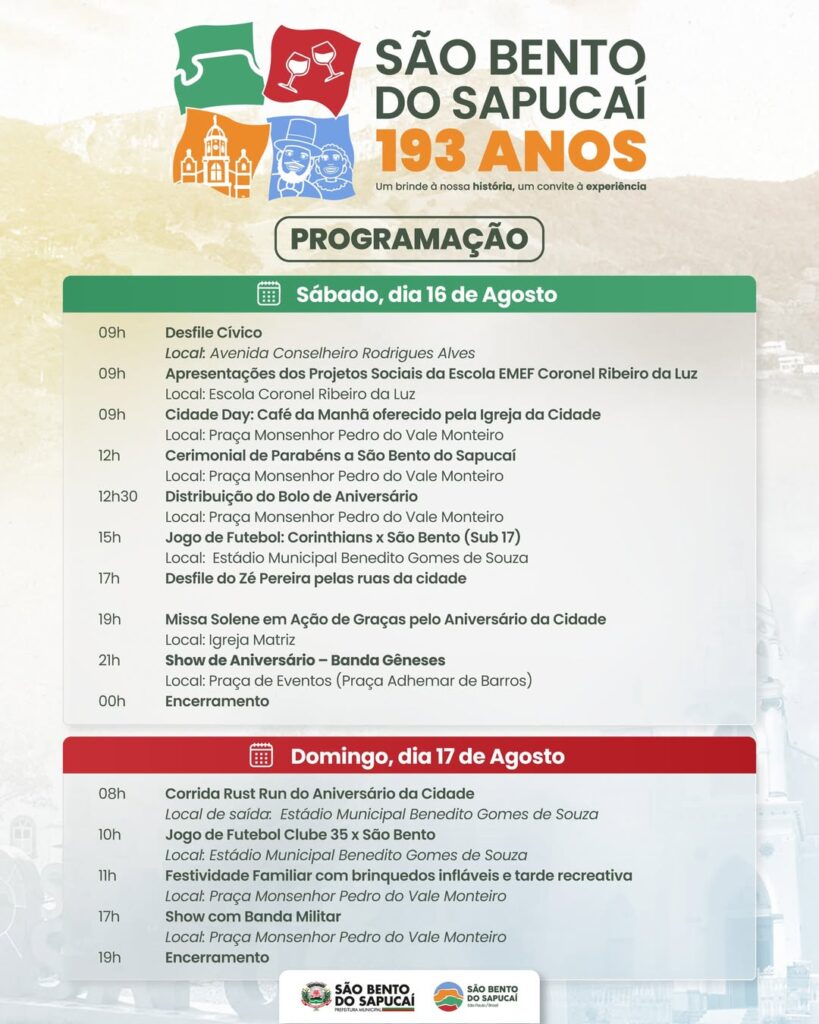 São Bento do Sapucaí comemora 193 anos